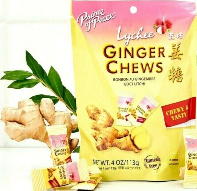Prince of Peace Ginger Chews Candy with Lychee (100% Natural) 4 oz~06/29/2027