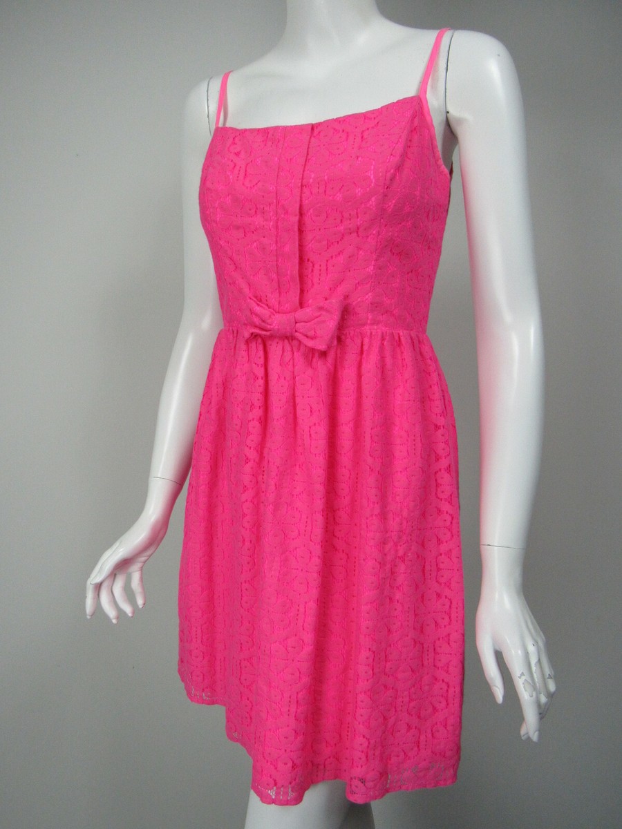 LILLY PULITZER Antonia Hot Pink Daisy Lane Lace A-Line Mini Dress sz 2 |  eBay