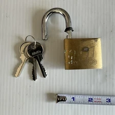 Vintage Brass MiniCo Padlock Hardened Lock with 3 Keys