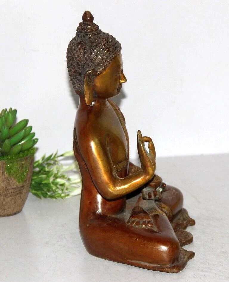 古董黄铜手工冥想瑜伽佛陀雕塑佛像 — 第 3/4 张图片