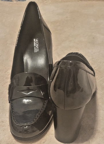 Michael Kors Black Patent Leather Penny Loafer Pumps Size 9.5, New - Picture 3 of 7