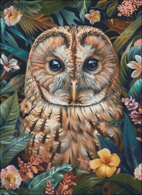 Tawny owl Face Flowers - Counted Cross Stitch Kits Needlework Embroidery DIY