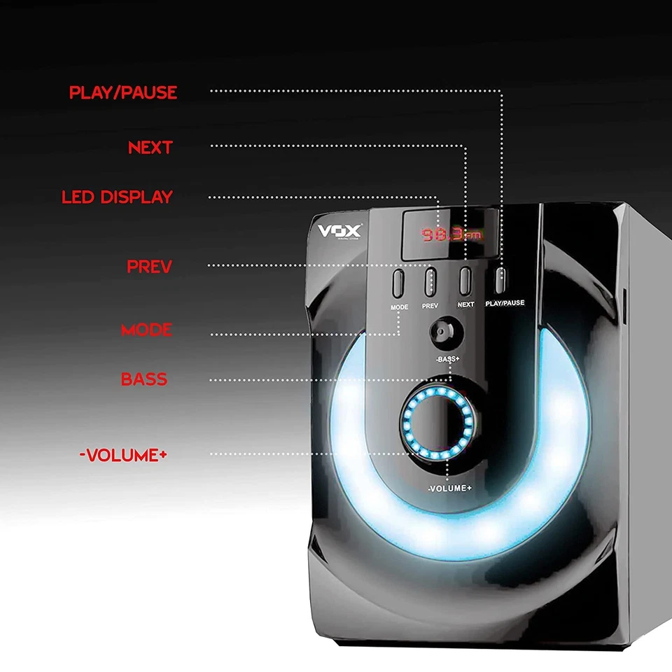 IKALL Vox V7171 Home Theater 7.1 Speaker System Aux, USB and FM Connectivity - Image 2 of 4