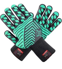 1 Pair JH Silicone Coated Heat Resistant Gloves 12"L- Kitchen, Grill, Fireplace