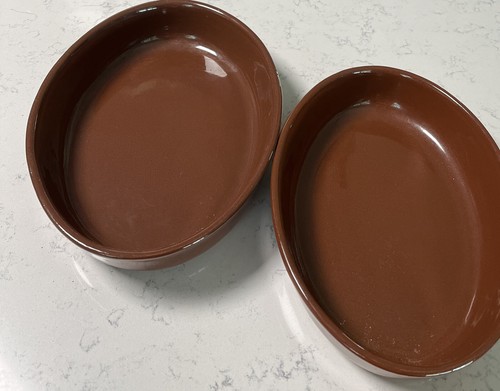 2Terracotta Pottery / Tapas Casserole Dishes 12” & 10.5” Microwave Safe Numbered - Picture 3 of 7
