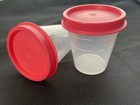 Tupperware 2 Oz Mini Containers Set of 2 NEW Clear with Dark Pink Airtight Seals — photo 2