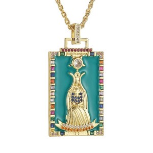 Authentic Tarot Cards Necklace for Women Dainty 14K Gold Plated Cubic Zirconia Fortun - 18