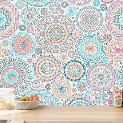 Peel and Stick Wallpaper Boho Contact Paper Kitchen Fun Colorful Wall Paper Self