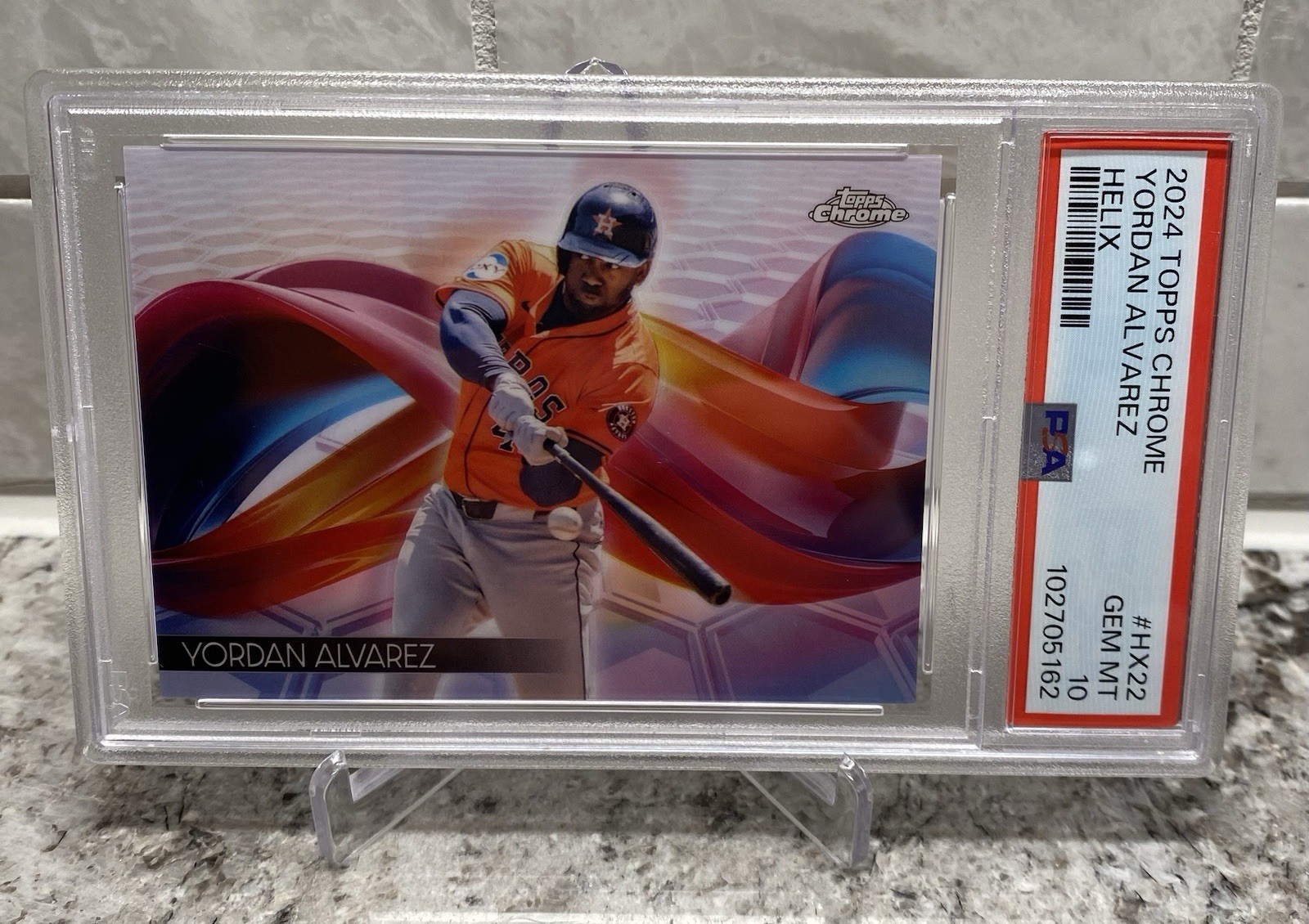 Yordan Alvarez #HX-22 Baseball Cards 2024 Topps Chrome Helix trading card — raw and PSA graded price guide