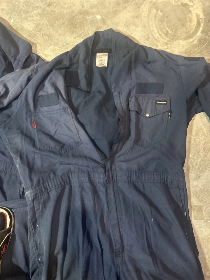 Workrite Nomex Coveralls Men's Large R Insulted Navy Blue Vintage Mechanic READ - Image 3 of 4