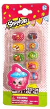 SHOPKINS 10 Uñas Prensadas MAÍZ AMAPOLA + CARA + BESO DE FRESA con Lima de Uñas Niñas 1b