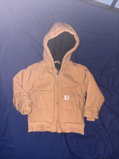 Chaqueta activa con capucha aislada de lona marrón para niño pequeño Carhartt 12 meses