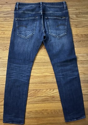 New G-Star Raw 3301 Slim Button Fly Blue Stretch Denim Jeans Men 32x32