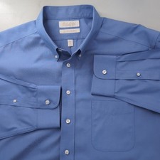 Roundtree Yorke Gold Label Dress Shirt Men's 18 /34 Blue 100 Cotton Pinpoint