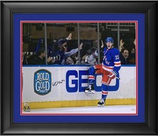 Adam Fox Rangers FRMD Signed 16x20 Jersey Goal Celebration Photo-Suede Upgrade