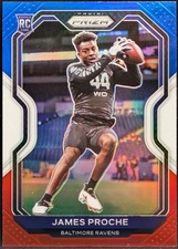 2020 Panini Prizm Prizm Red White and Blue #382 James Proche Baltimore Ravens
