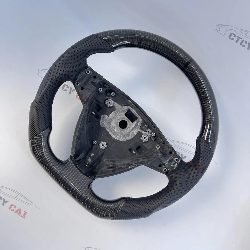 Volante de fibra de carbono personalizado para SAAB 9-3 2006-2008 cuero perforado Foto 2 de 4