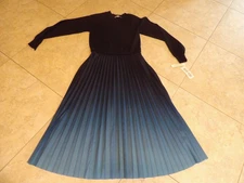 Nanette Lapore Womans Large LS Knit Bodice Silky Pleated Bottom Dress NWT