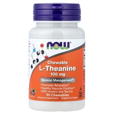 Now Foods L-Theanine 100 mg 90 Chewables GMP Quality Assured, Vegan, Vegetarian