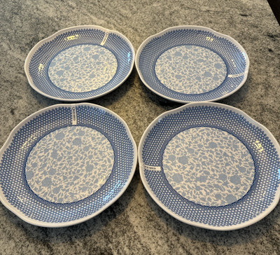 4x Q Squared HERITAGE Melamine Dinner Plate blue white floral