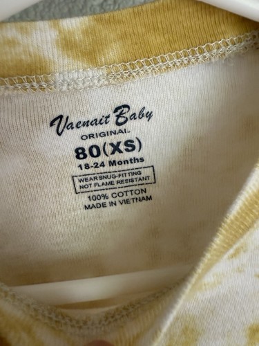 EUC Vaenait Baby Gold Yellow Tie-dye Pajamas Boy Girl SZ 80 US 18-24 Mo COTTON - Picture 4 of 10