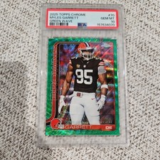2025 Topps Chrome Football GREEN RAY WAVE /99 Myles Garrett #70 PSA 10 POP 1