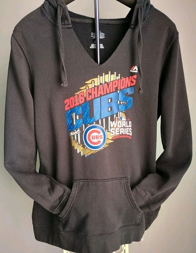 Cubs 2016 World Series Champs Woman's Hoodie Blk Sz Large - Cubs Memorabilia