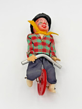 Vintage Mechanical Clown Acrobat on Unicycle Toy Pedal Action Circus Figure