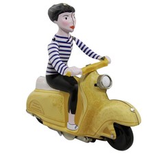 Zabawka blaszana Skuter Dziewczyna na skuterze Skuter ochra