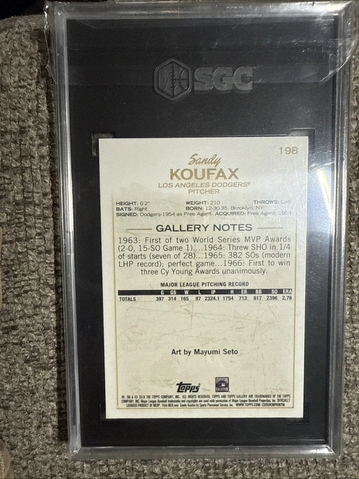 2018 Topps Gallery - Sandy Koufax #198 - Image 2 of 2