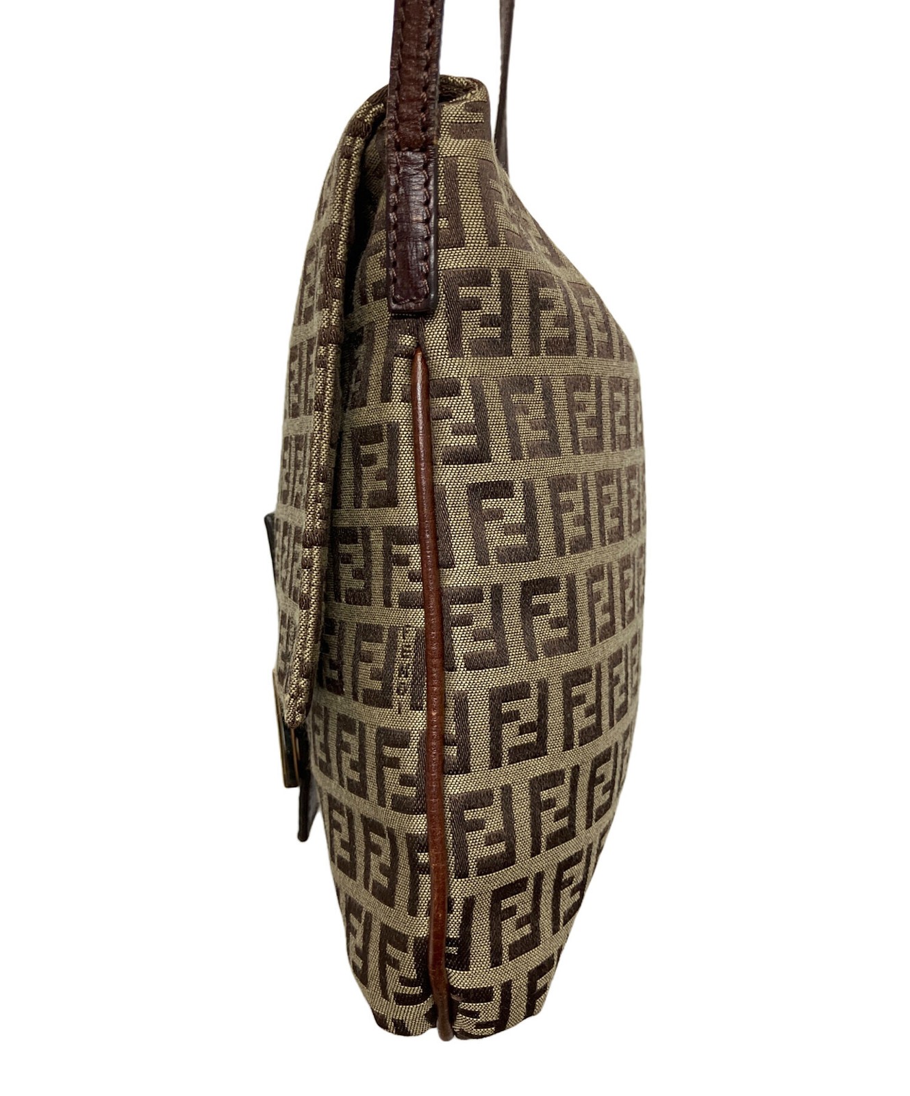 FENDI Shoulder bag Zucchino Mamma FF Logo Hardware Brown Vintage Auth From Japan image 6
