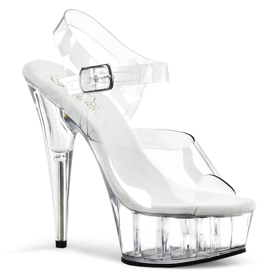 Sale DELIGHT-608 Pleaser High-Heels Plateausandaletten klar Lederinnensohle 36 - Bild 1 von 1