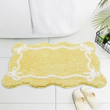 Cute Yellow Bow Microfiber Super Soft Absorbent Non Slip Bath Mat 24x16 Inch
