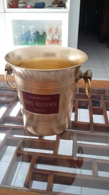 ALTER CHAMPAGNER EIMER LOUIS ROEDERER ALU VERGOLDET VINTAGE ART TABLE DECO SAMMLUNG