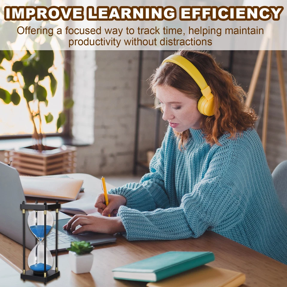 Большой декоративный песочный таймер, 60 мин современный деревянный часовой стакан, красный (стиль 1) - Изображение 4 из 4