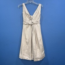 J Crew Silver Linen Blend Twist Front Fit Flare Party Dress Women Size 0￼