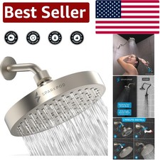 High-Pressure Rainfall Shower Head - Luxury Brushed Nickel, Easy 1-Min Install