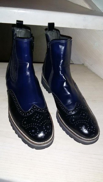 Women Gabor Boots Navy Leather 38.5