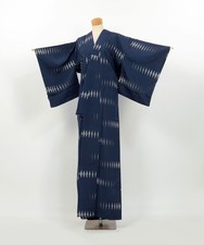 Omeshi Kasuri Silk Kimono Hitoe Vintage Handmade Textile / 2602161