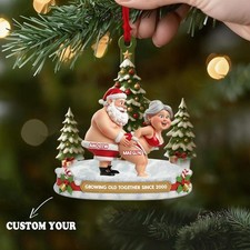 Personalized Funny Couple 2D Flat Ornament, Custom Growing Old Together Ornament