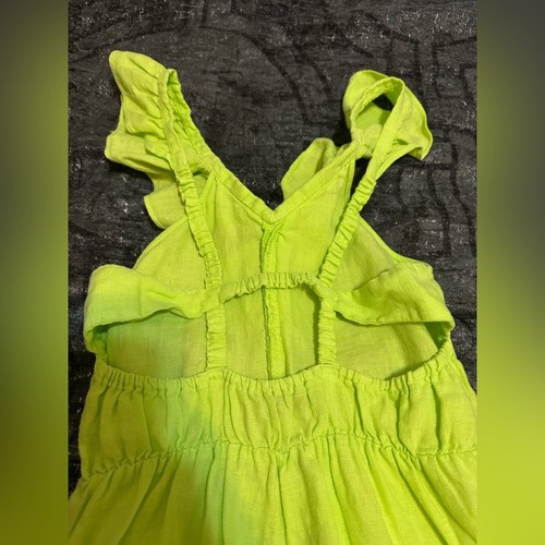 Zara hellgrüner Mädchen Strampler Gr. 11-12 Leinen Rüschen Sommer Frühling Urlaub - Bild 4 von 6