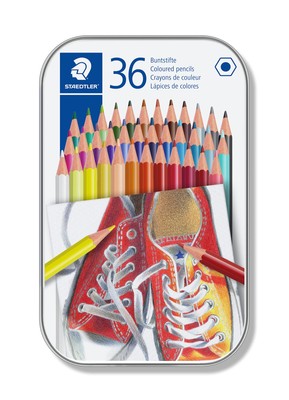 STAEDTLER 175 M36 Wood-Free Coloured Pencils - Assorted Colours (Tin of 36) 36 c