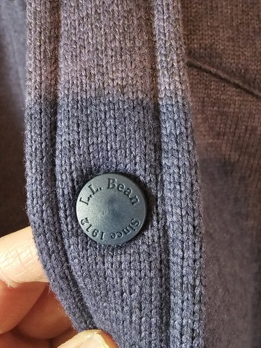 LL Bean Sweater Fleece Shirt Jacket Snap Navy Blue L Large REG Shacket 500549 - Picture 5 of 12