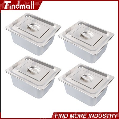 Findmall 4 Pack Set 6'' Deep 1/2 Size Steam Table Pans Hotel Prep Buffet Pan