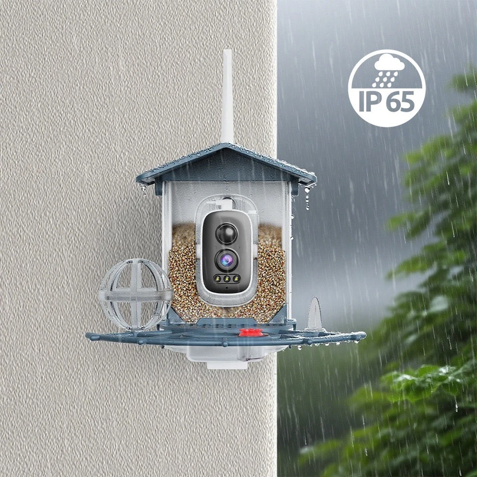 Cámara de alimentación de batería solar WiFi de 4 MP 2K HD para pájaros captura de video cámara alimentadora de aves Foto 4 de 4