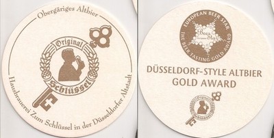 Hausbrauerei ''Zum Schlüssel'', Düsseldorf - alter Bierdeckel ''European Beer Star''