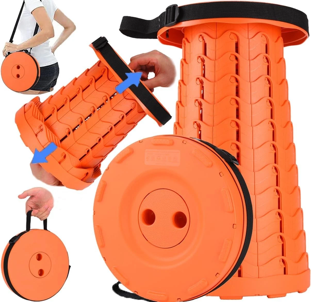 All Orange collapsible camping stool variation