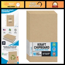 Heavy Duty Chipboard Sheets 11x17 Inch - 10 Pack, 50 pt Thick Paperboard for DIY