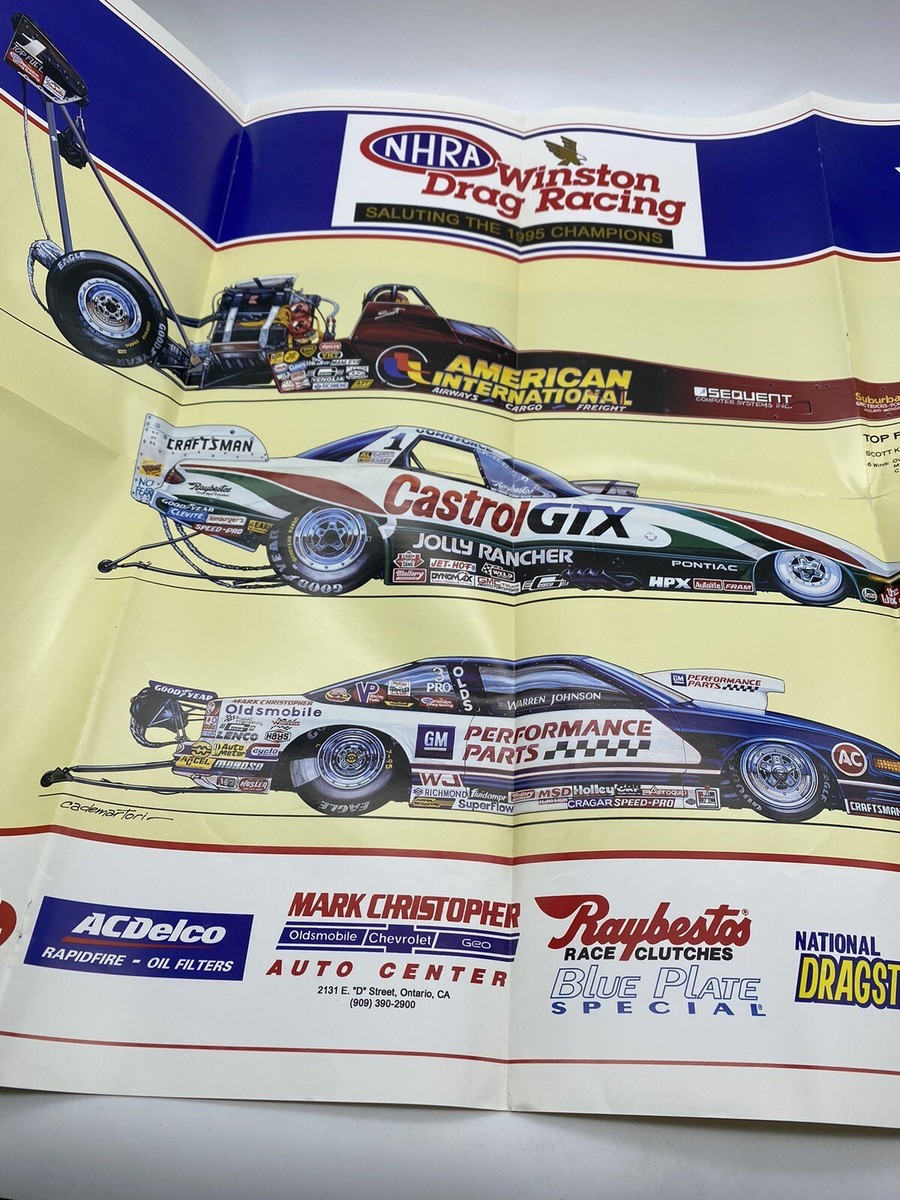 NHRA Winston Drag Racing 1995 Champions Car Poster Extremely Rare