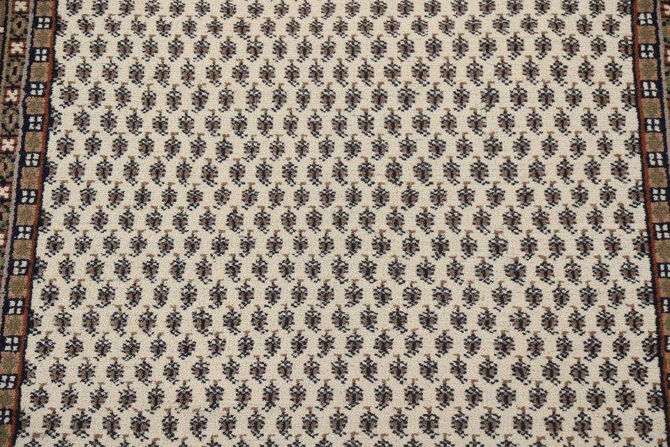 Alfombra Botemir Indian 7x10 diseño simple anudada a mano marfil/marrón felpa gruesa Foto 4 de 4